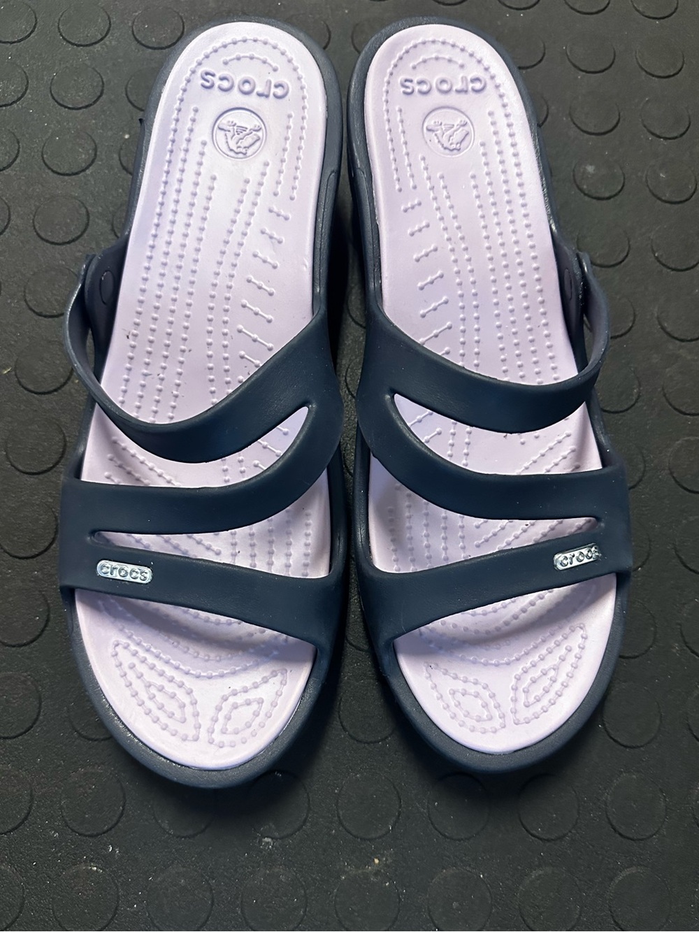 CROCS Women's Navy & Lavender Strappy Slip-On Sandals